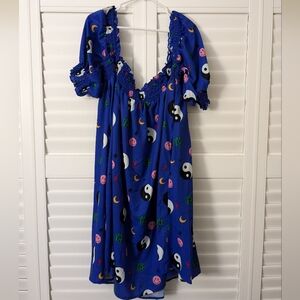 XL Dressed in LaLa Blue Patterned Dress